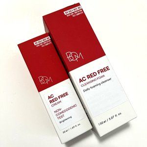 Korean Acne Routine 2pc BOM AC Red Free Cleanser + Calming Cream Non-Comedogenic